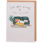 UK Greetings Take It Easy Get Well Card featuring cheerful design, perfect for sending warm wishes and encouragement.