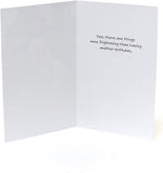 UK Greetings funny design birthday card featuring a terrifying, humorous illustration, ideal for sending playful birthday wishes.