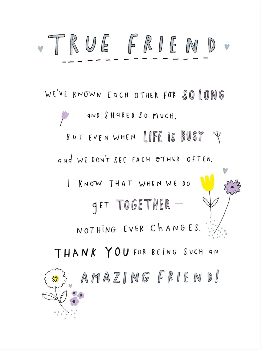 UK Greetings thank you friend greeting card with blank inside, featuring colorful floral design for any occasion.