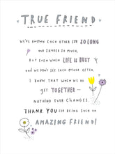 UK Greetings thank you friend greeting card with blank inside, featuring colorful floral design for any occasion.