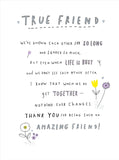 UK Greetings thank you friend greeting card with blank inside, featuring colorful floral design for any occasion.