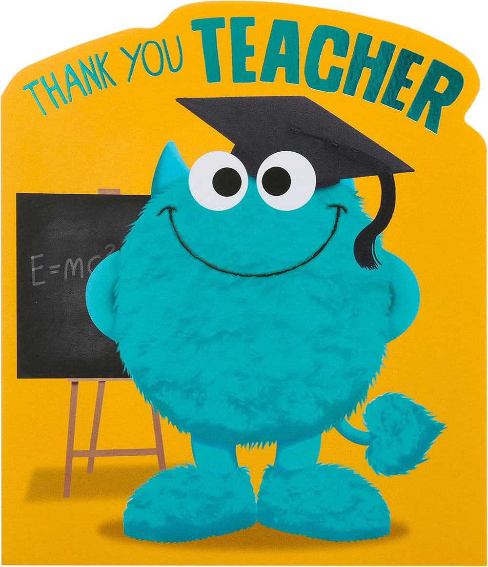 UK Greetings thank you teacher greeting card featuring a heartfelt message and colorful design.