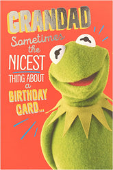 Funny Kermit the Frog birthday card from UK Greetings featuring The Muppets, designed for grandad birthdays.