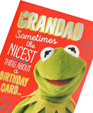 UK Greetings Muppets Kermit the Frog Grandad birthday card featuring a humorous design and colorful illustration.