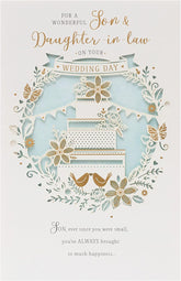 UK Greetings traditional son and daughter-in-law wedding card with floral design and heartfelt message for special occasions