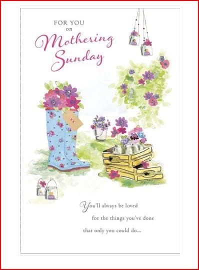 UK Greetings Mothering Sunday greeting card featuring floral design and heartfelt message for celebrating Mothering Sunday.