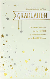 UK Greetings university graduation card featuring congratulatory message and festive design for celebrating graduates.