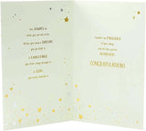UK Greetings graduation card featuring "Well Done" message, designed for celebrating university graduation achievements.
