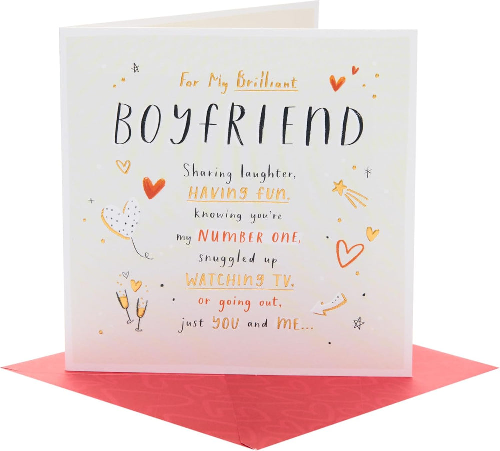 UK Greetings Valentine's Day card for boyfriend featuring a cute sweet rhyme design, perfect for expressing love.