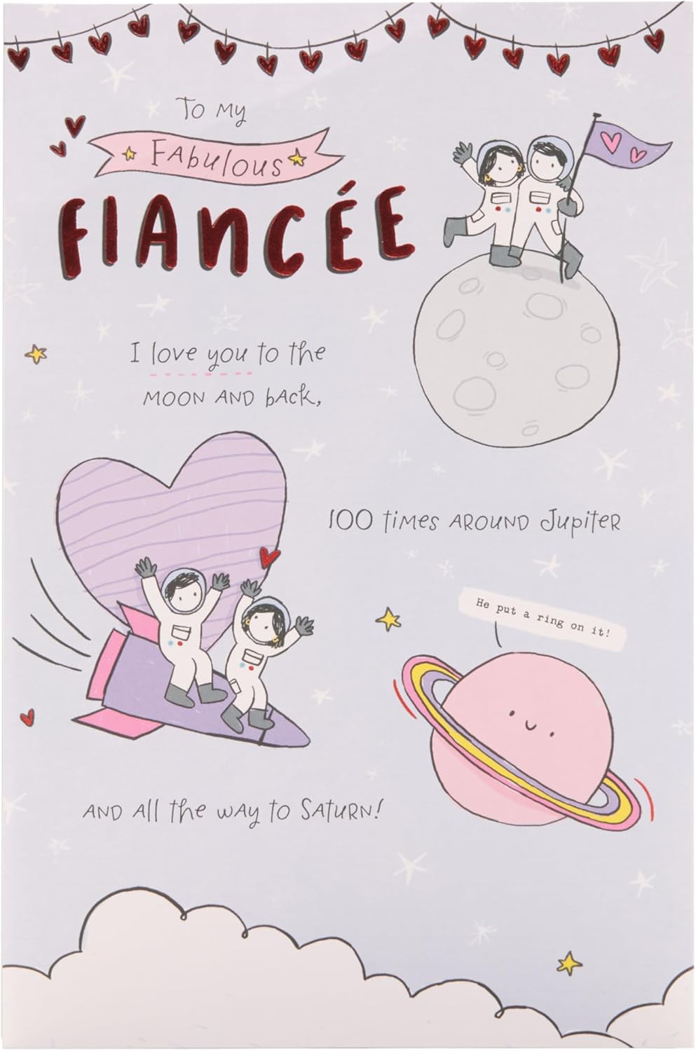 UK Greetings Valentine's Day card for fianc with cute sketch design, featuring romantic illustrations and heartfelt message.