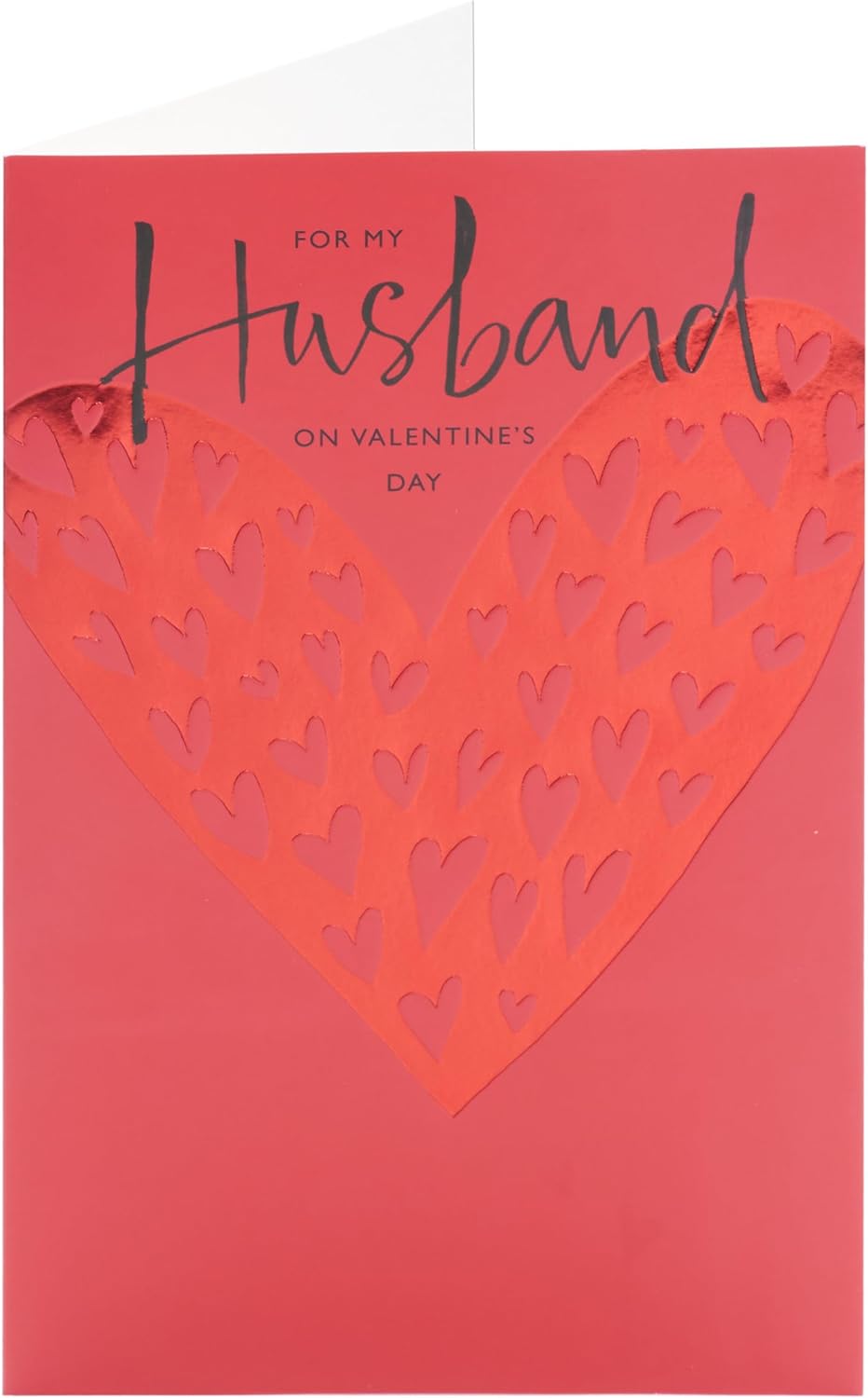 UK Greetings Valentine's Day card for husband featuring a bold red design, perfect for expressing love and affection.