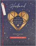 UK Greetings Valentine's Day card for husband featuring an intricate gold heart design, perfect for expressing love.