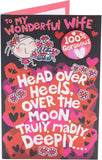 UK Greetings Valentine's Day card for wife featuring a cute design and a decorative badge, ideal for expressing love and affection.