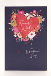 UK Greetings Valentine's Day card for wife featuring a floral heart design, perfect for expressing love on special occasions.