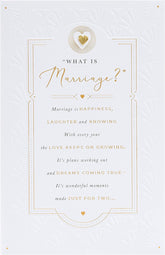 UK Greetings wedding greeting card for him, her, or friend with poetic design, featuring elegant floral illustrations and heartfelt message.