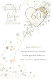 UK Greetings wife anniversary greeting card with personalized milestone options, featuring floral design and heartfelt message.