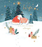 UK Greetings wife Christmas card featuring a cute polar bear with embellishments, festive and charming holiday greeting card.
