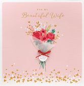 UK Greetings wife Valentine’s Day greeting card with envelope featuring a beautiful design, perfect for celebrating love.