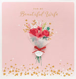 UK Greetings wife Valentine’s Day greeting card with envelope featuring a beautiful design, perfect for celebrating love.