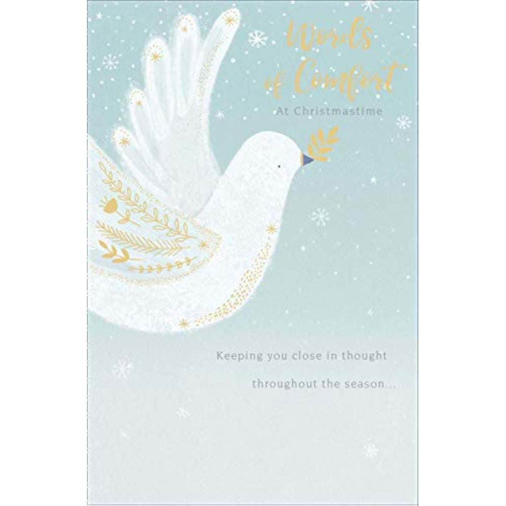 UK Greetings Words of Comfort Christmas Sympathy Card, greeting card with heartfelt message and festive holiday design.