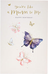 UK Greetings birthday card featuring heartfelt "Like a Mum to Me" message, with beautiful, high-quality design for special occasions.