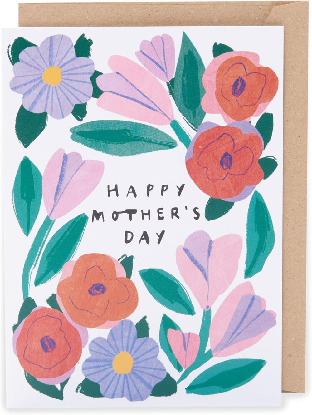 UK Greetings Kindred floral Mother's Day card with colorful flower design, ideal for celebrating moms on Mother's Day.