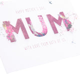 UK Greetings Mother's Day Card for Mum from Both of Us with a pink floral design, featuring heartfelt message on the front.