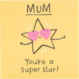 UK Greetings Mother's Day card for Mum featuring a "You're a Super Star" design, with colorful and cheerful artwork.