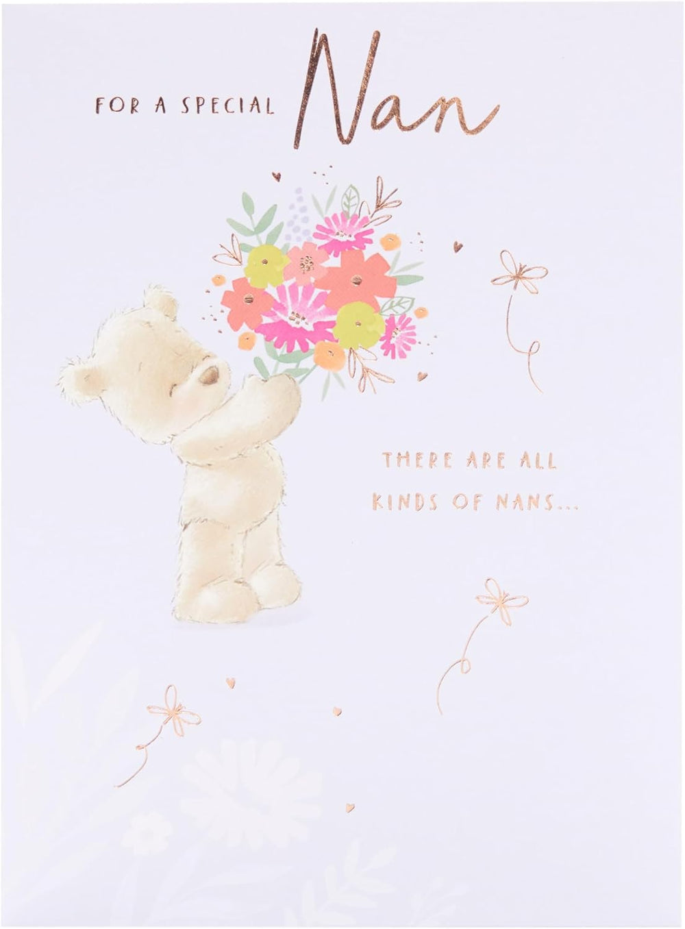 UK Greetings Mother's Day Card for Nan featuring a cute teddy bear design, perfect for celebrating mothers on their special day.