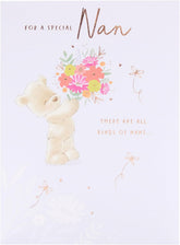 UK Greetings Mother's Day Card for Nan featuring a cute teddy bear design, perfect for celebrating mothers on their special day.