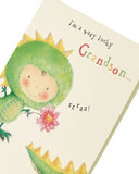 UK Greetings Mother’s Day card featuring a sweet dinosaur design from grandson, perfect for celebrating moms.