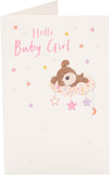 UK Greetings new baby girl congratulations card featuring a cute cloud and dog illustration, perfect for newborn gifts.