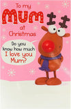 UK Greetings Mum I Love You This Much pop-up funny Christmas card with a holiday greeting and festive design.