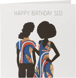 UK Greetings Afro Sis birthday card featuring vibrant stationery design with colorful African-inspired artwork.