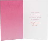 UK Greetings Christmas card for goddaughter featuring teddy bear and presents design, ideal for holiday greeting stationery.