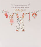 UK Greetings Congratulations It's a Girl New Baby Cards, colorful stationery with heartfelt messages for celebrating a new arrival.
