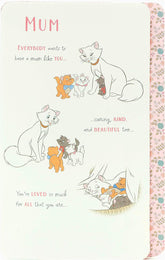 UK Greetings Disney Aristo Cats birthday card featuring colorful feline illustrations for special celebrations.