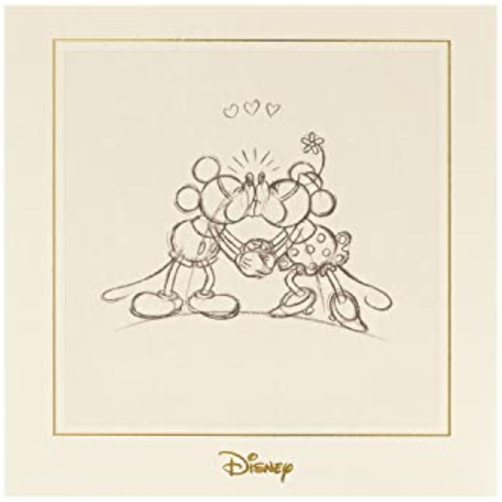 Disney Minnie and Mickey kissing sketch birthday card by UK Greetings, featuring classic Disney characters on stationery.