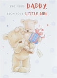 UK Greetings Father's Day card for Dad from little girl, featuring a sweet teddy bear design with envelope, stationery product.