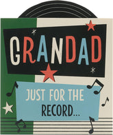 UK Greetings Father's Day card for Grandad with envelope featuring a vintage record design, ideal for celebrating Dad.