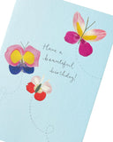 UK Greetings Flower Petal Butterflies Meadow birthday card with colorful floral and butterfly illustrations, stationery design