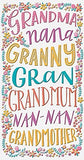 UK Greetings Mother's Day card featuring a Grandma Nana Granny Gran Grandmum Nan theme, designed as elegant stationery for celebrations.