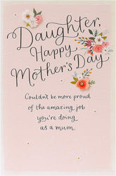 UK Greetings Mother's Day card for daughter with 3D effect, featuring floral design and heartfelt message, stationery gift.