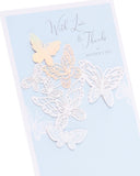 UK Greetings Mother's Day card for her with a light blue floral design, featuring elegant stationery for special occasions.
