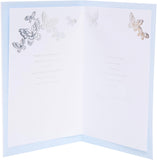 Light blue UK Greetings Mother's Day card for her, featuring elegant stationery design with floral accents.