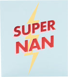 UK Greetings Mother's Day card for Nan with a Super Nan design, featuring colorful floral illustrations and heartfelt message.