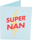 UK Greetings Mother's Day card for Nan featuring a Super Nan design, decorative stationery with colorful floral accents.