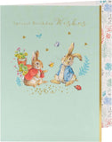 UK Greetings Peter Rabbit birthday greeting card featuring colorful illustrations and special birthday wishes on high-quality stationery.
