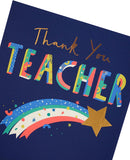 UK Greetings thank you teacher appreciation card featuring colorful stationery design on high-quality paper.