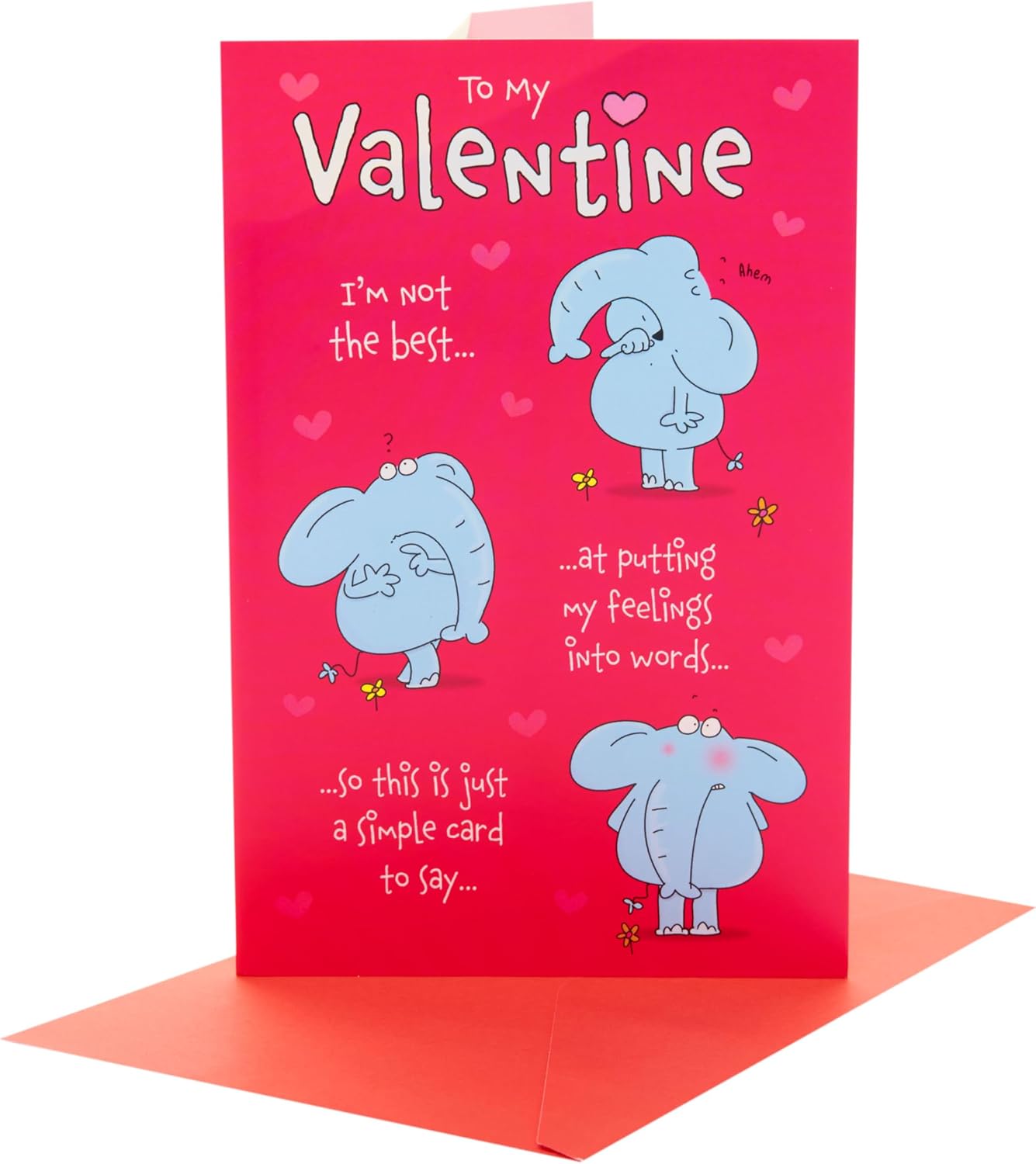 UK Greetings Valentine's Day Card for Him or Her featuring an adorable elephant design, perfect for expressing love and affection.